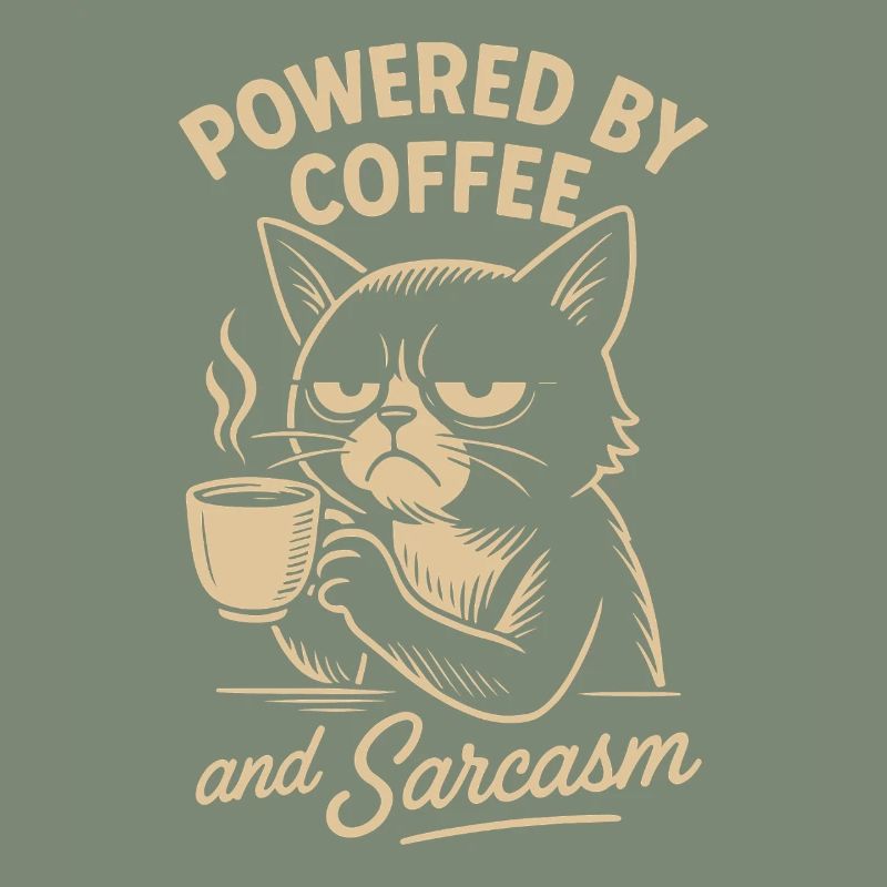 Propulsé par le café et le sarcasme Cat Design