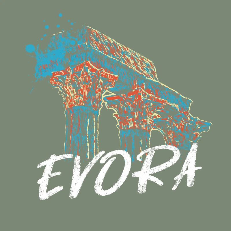 Illustration colorée du temple romain d’Évora