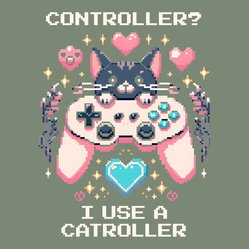 Catroller statt Controller | Katzen Gamer Witz