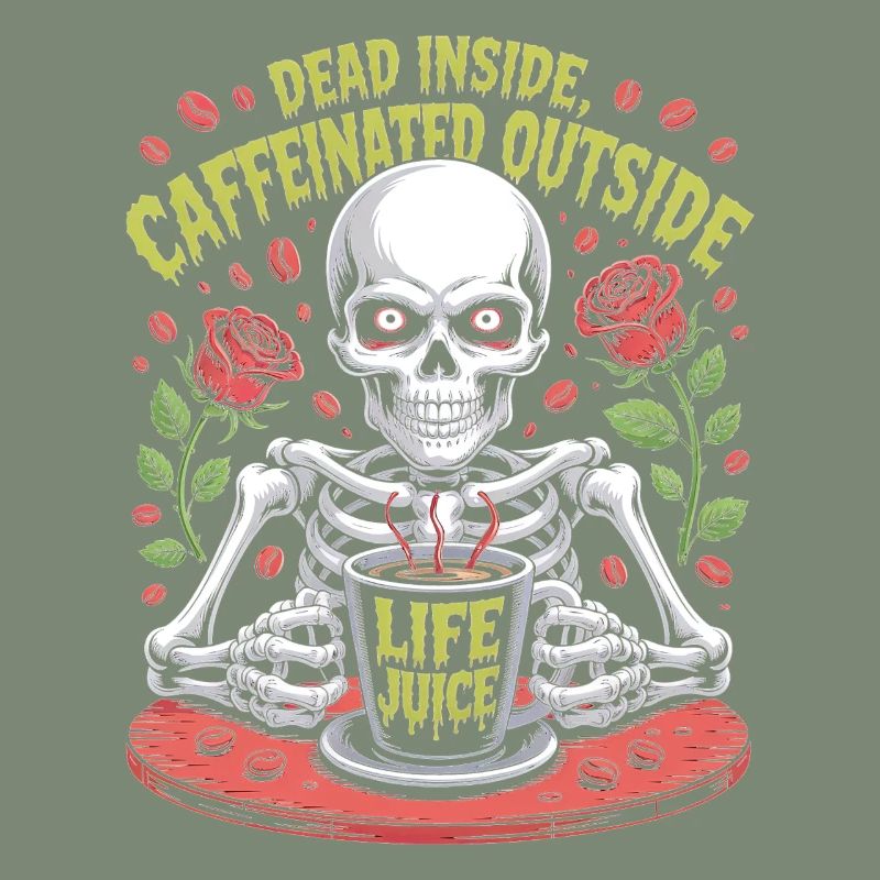 Dead Inside Caffeinated Outside Skeleton Coffee