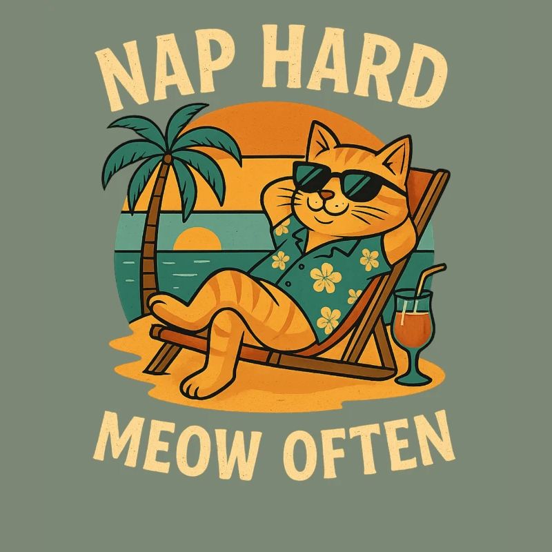 Chat fait une sieste de plage difficile souvent
