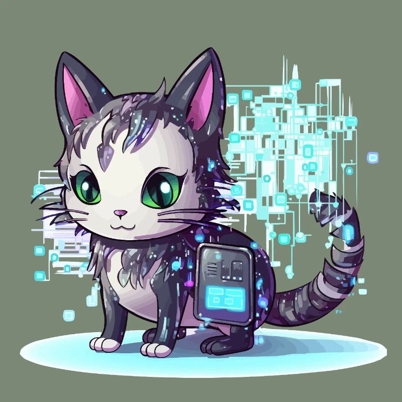 Cybercat Neon Pixel Magic