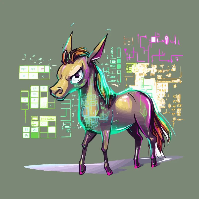 Explosion de couleurs de cheval holographique néon