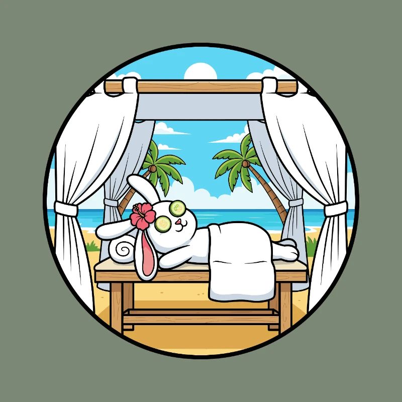 Beach Spa Bunny Rabbit Relaxing Art