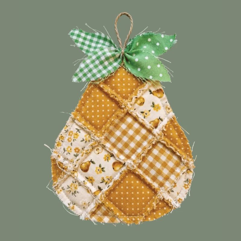 Faux Patchwork Pear Fruit Vintage-Quilt