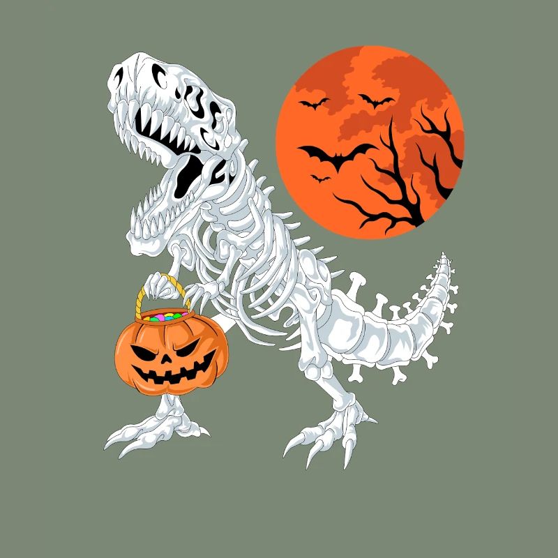 T-Rex Skelett Halloween Kürbis Süßes oder Saures