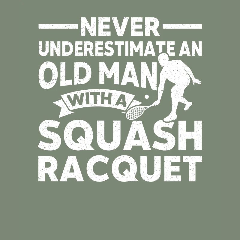 Squash Player Old Man With Squash Racket Squash