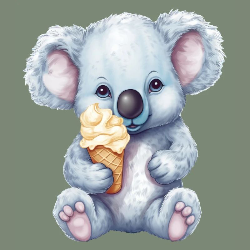 Süßer Comic Koala mit Vanille Softeis