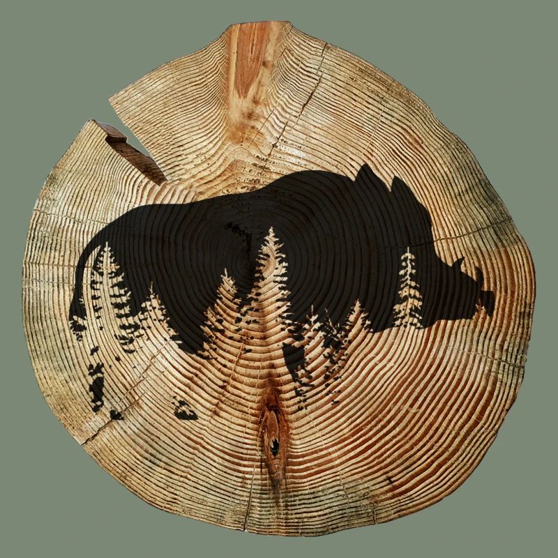 Tree disc wild boar