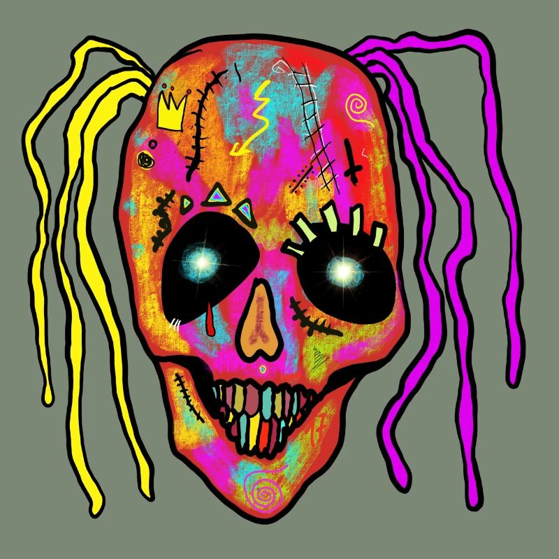 Neon Patchwork Schädel