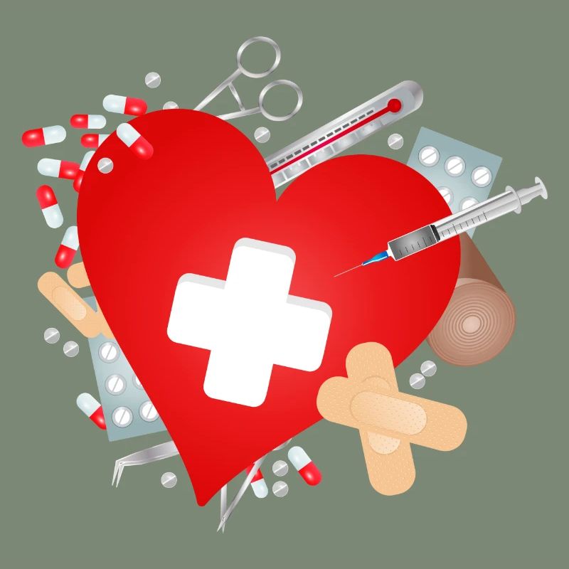 Erste Hilfe Set oder Reiseapotheke mit Herz