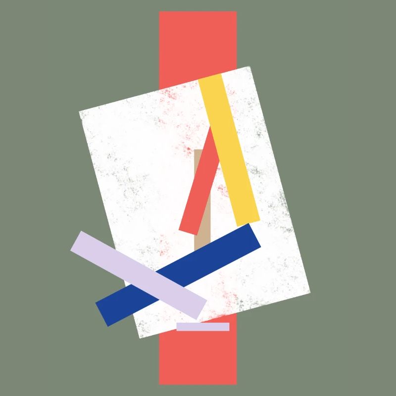 Abstract color block pattern distorted face