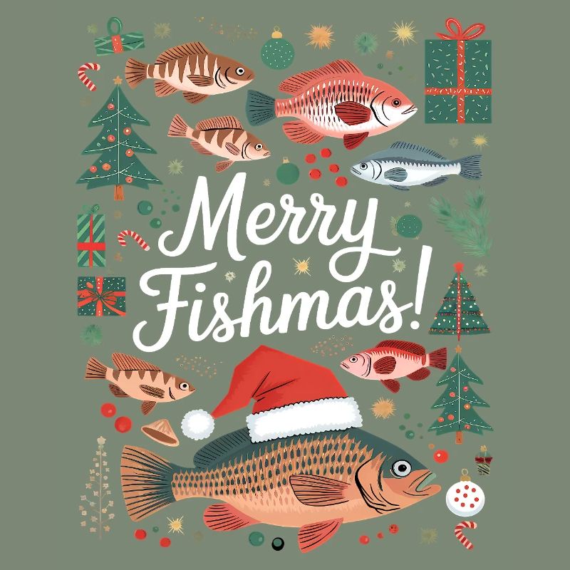 Pêcheur Pull de Noël Poisson Joyeux Poisson