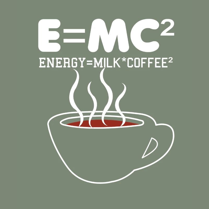 Illustration de la formule du café E = MC2