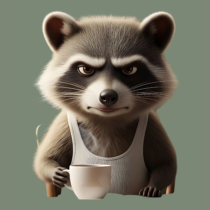 Grumpy Waschbär mit Kaffee – Morgenmuffel Design