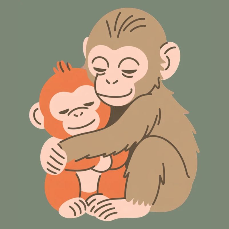 Hugging Monkey Duo