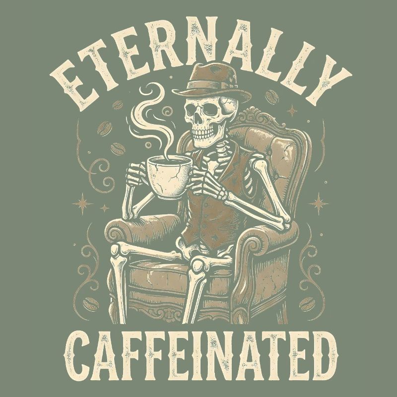 Eternally Caffeinated - Retro Coffee Skeleton