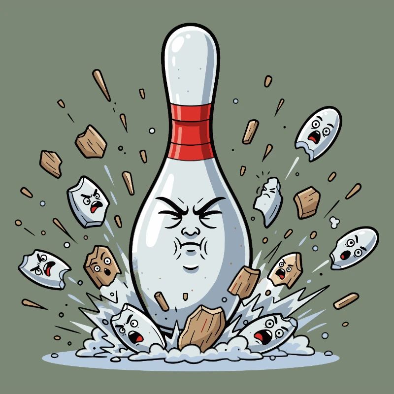 Exploding Bowling Pin Cartoon