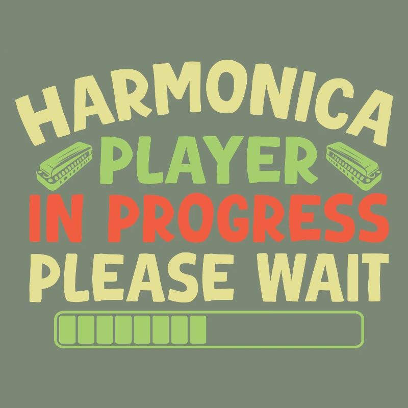 Funny Harmonica Player In Progress Harmonica