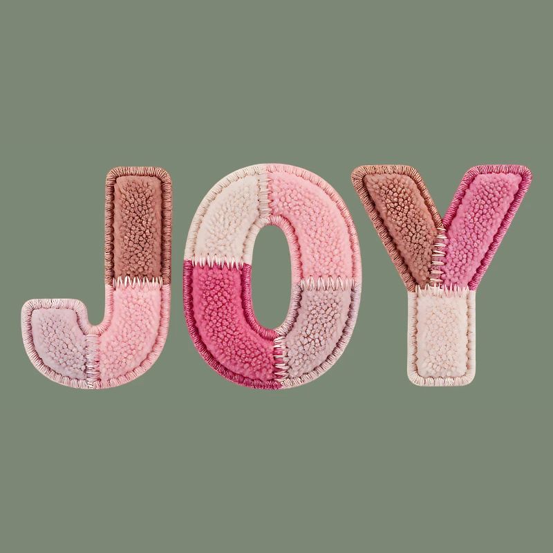 Joy Patchwork Pink Fabric Lettering Handmade