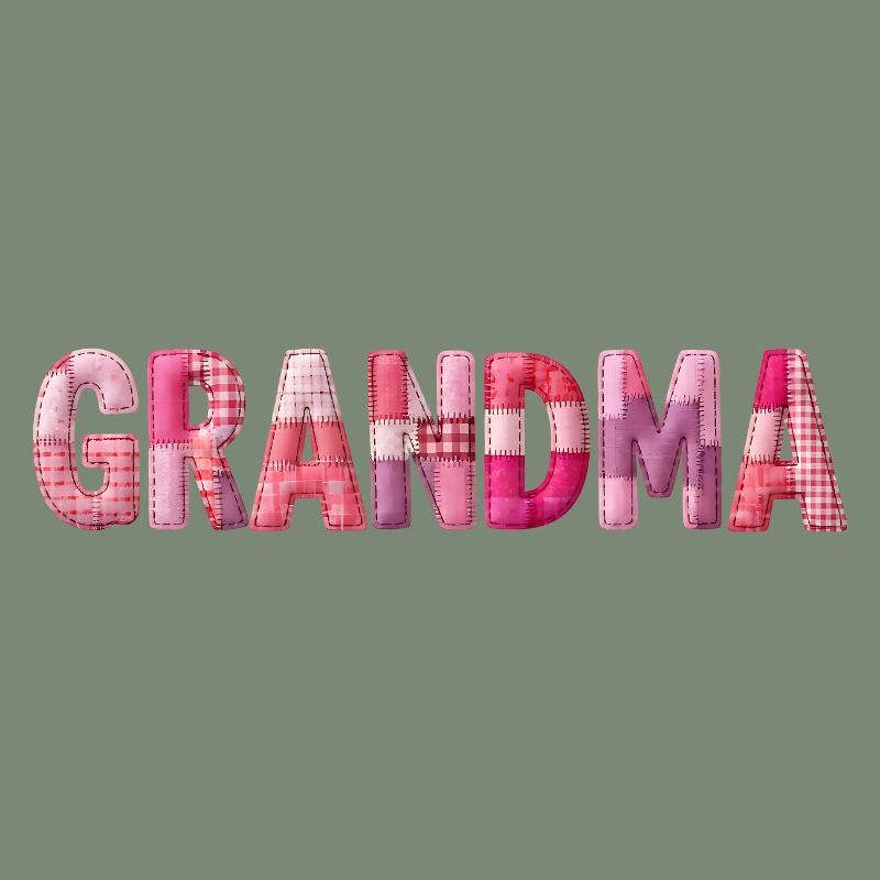 Grandmother Pink Plaid Letters Patchwork