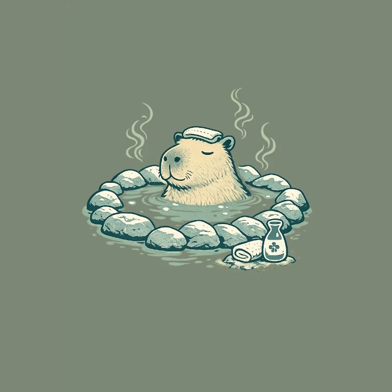 Capybara dans le bain de source