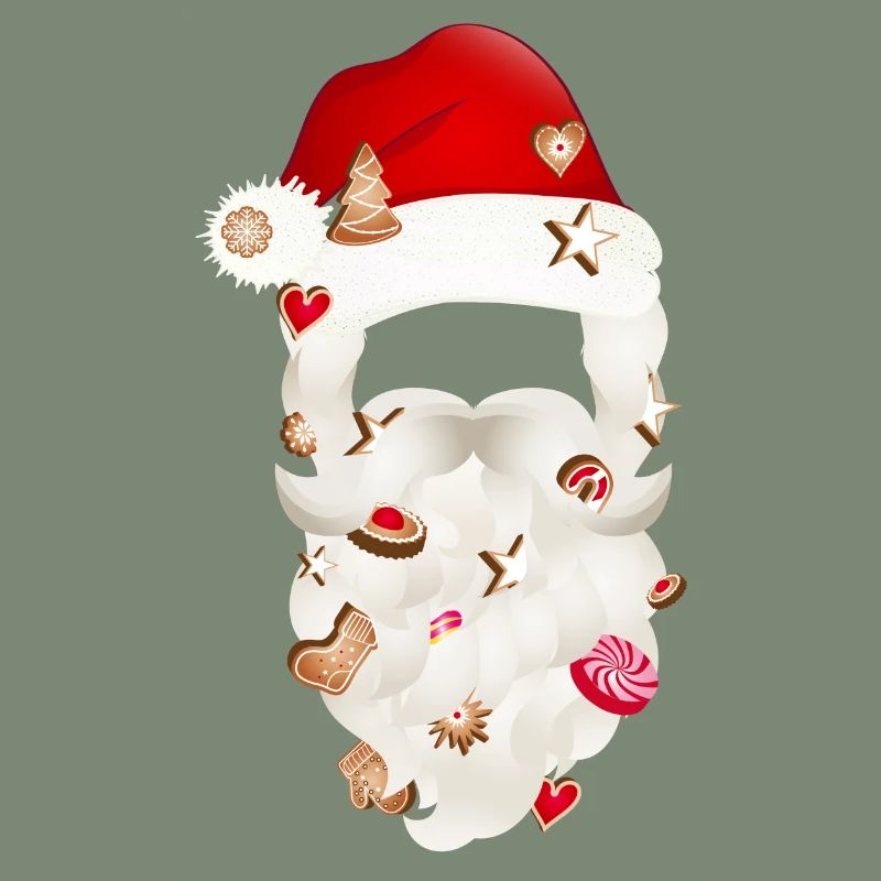 Barbe du Père Noël parsemée de biscuits de Noël