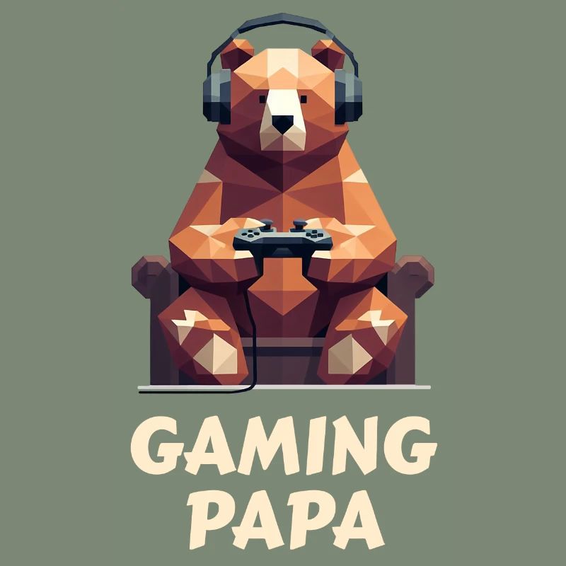 Bear with gaming headset and controller