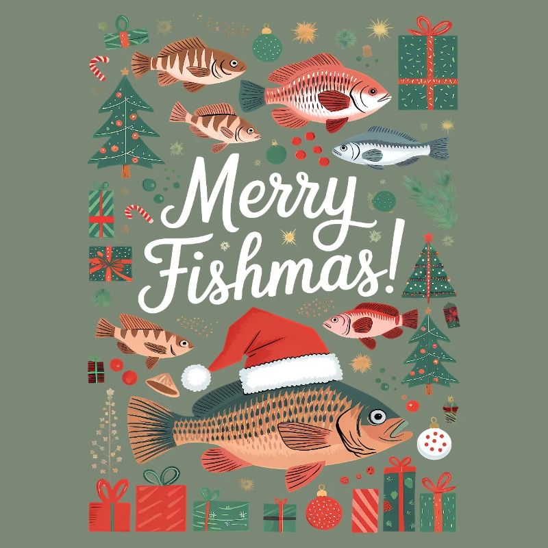 Pulls de Noël Pêcheur Carpe de Poissons Joyeuse