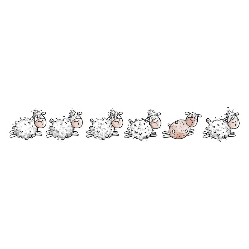 Sheep Flock and sheared sheep