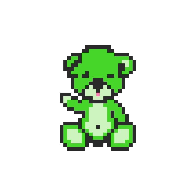 Pixel Bear Neon Green