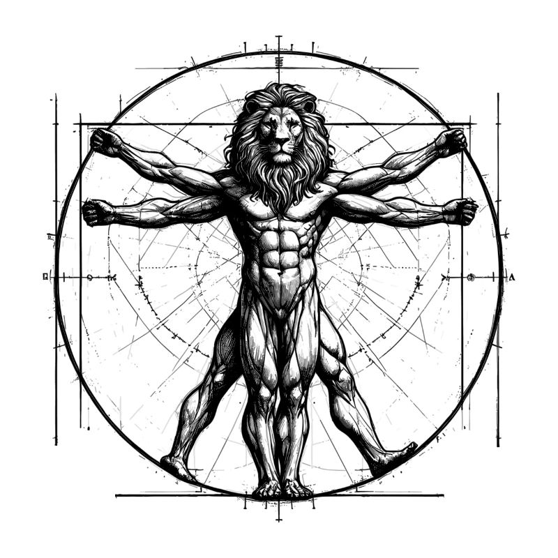 Vitruvian Lion Sketch Drawing Gift