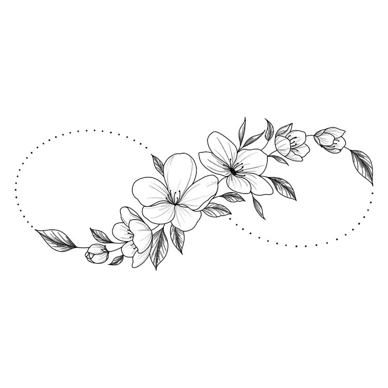 Blumige Kirschblüte und Unendlichkeitszeichen.