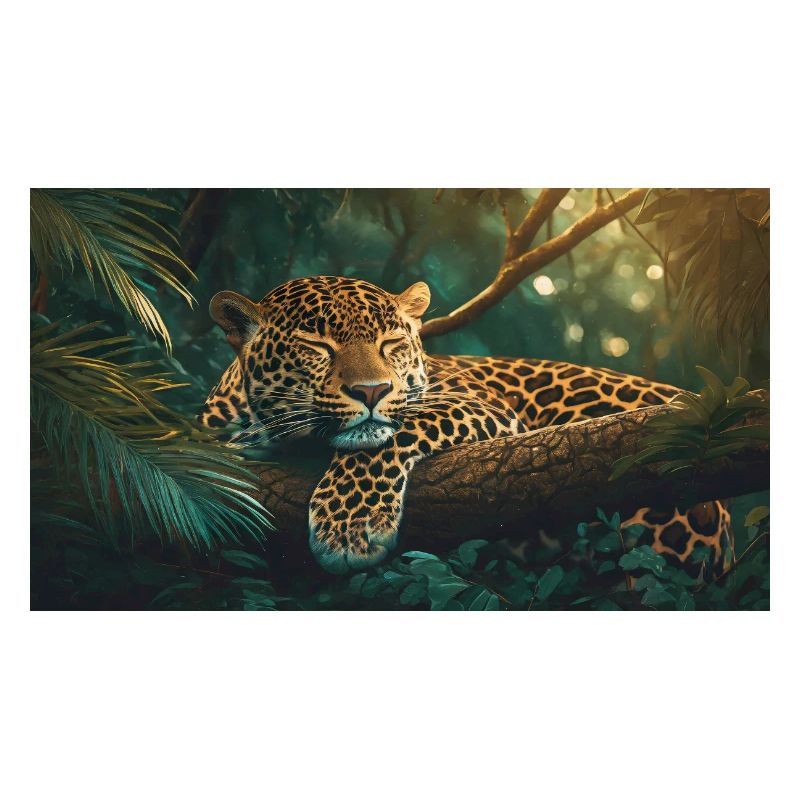 Cute animals chilling – jaguar sleeping on a tree