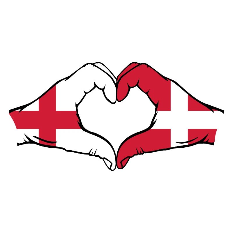 Angleterre Danemark Drapeau Mains Coeur Forme