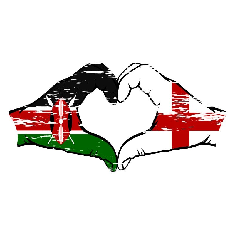 Kenya Angleterre mains forme de coeur utilisé