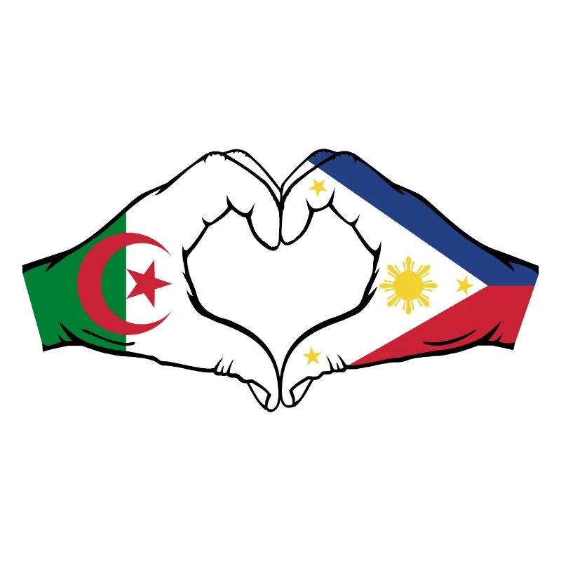 Algeria Philippines Flag Hands Heart Shape