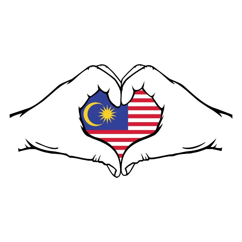 Drapeau de la Malaisie mains forme de coeur