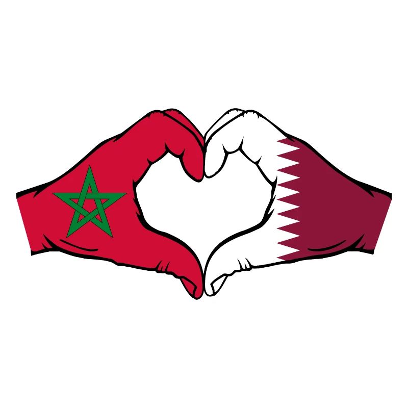 Morocco Qatar Flag Hands Heart Shape