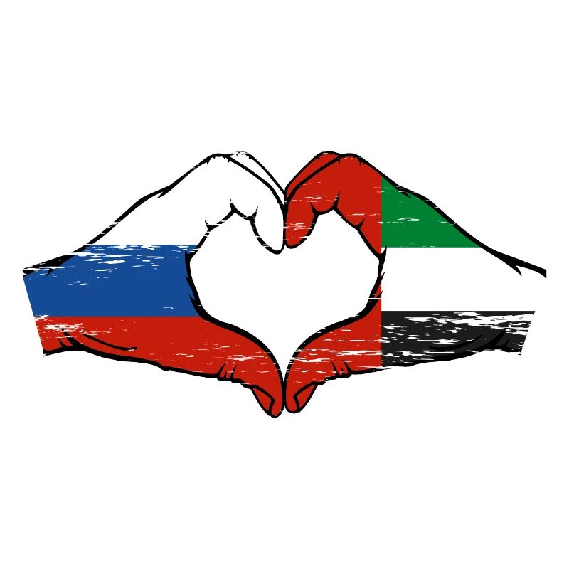 Russie Émirats arabes unis Drapeau Coeur