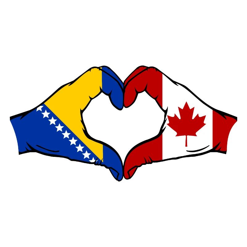 Bosnie Canada Drapeau Mains Coeur Forme