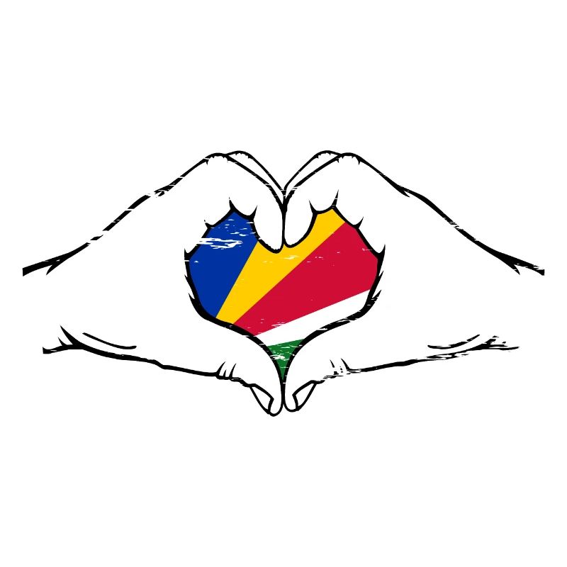 Drapeau des Seychelles mains forme de coeur utilisé