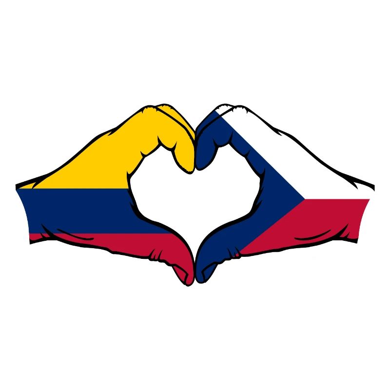Colombie République tchèque Drapeau Mains Coeur Forme