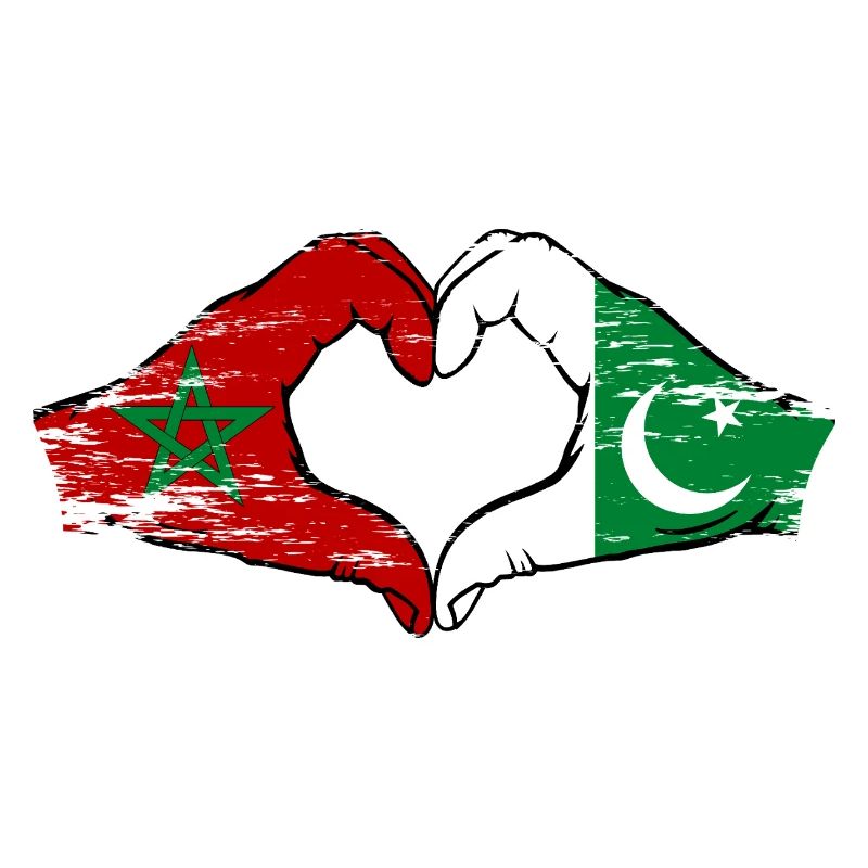 Drapeau du Maroc Pakistan mains en forme de coeur utilisé