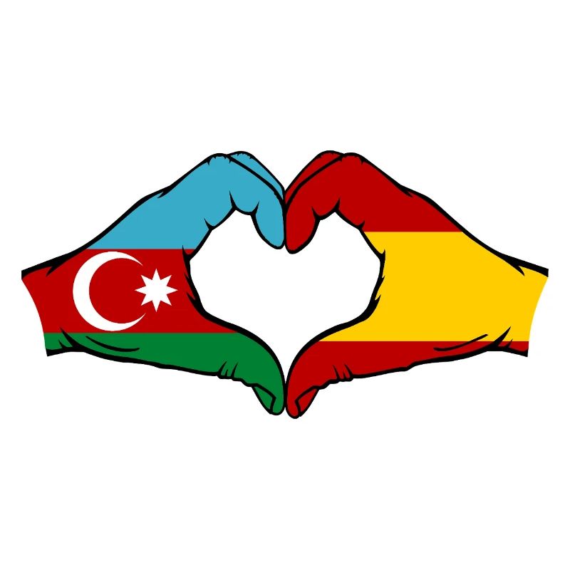 Azerbaïdjan Espagne Drapeau main coeur
