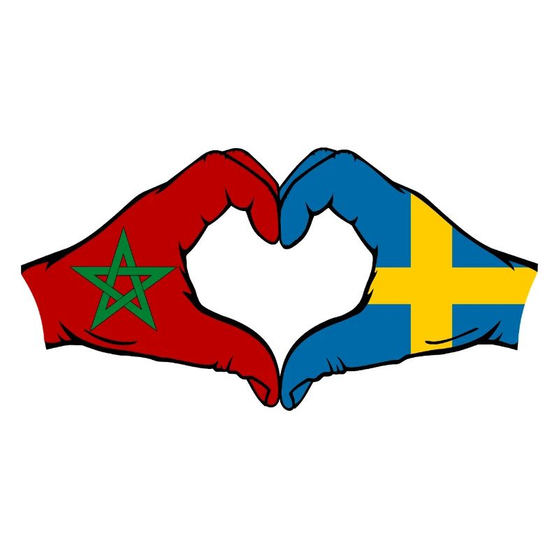 Maroc Suède Drapeau Mains Coeur Forme