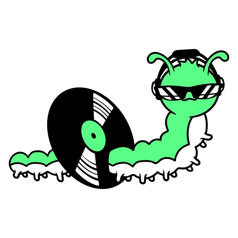 Cool DJ Caterpillar Eats Vinyl Record Party Music