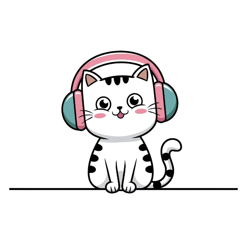Süße Katze mit Doodle-Kopfhörern