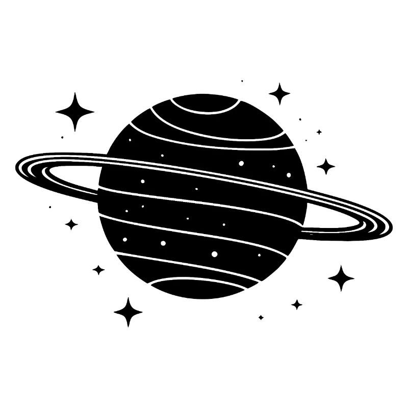 Minimalist Planet with Ring – Black Space