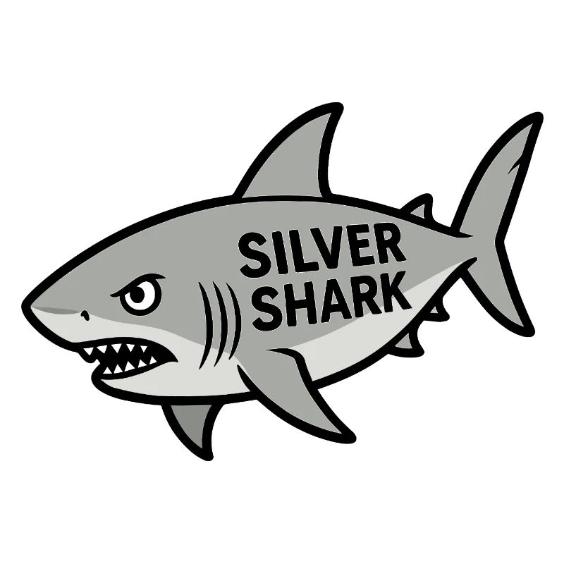 dessin animé requin argent texte requin poisson mer maléfique